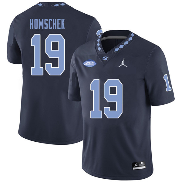 Jordan Brand Men #19 Drew Homschek North Carolina Tar Heels College Football Jerseys Sale-Navy